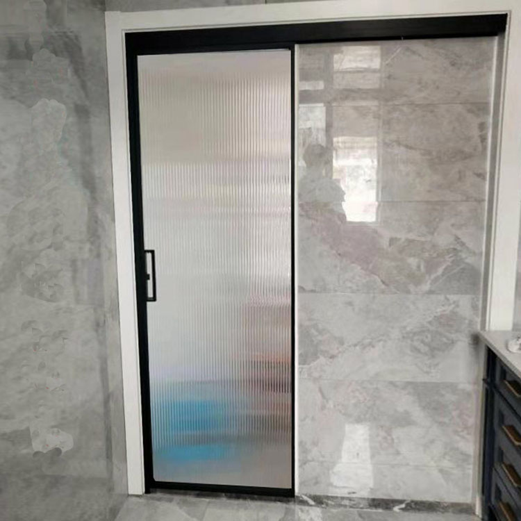 黑色卫生间极窄边框单扇推拉门厨房单扇长虹玻璃钛镁合金吊轨移门