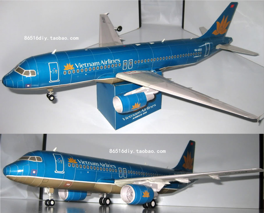 手工diy越南航空公司空中客车a320客机纸模型3d立体飞机客机