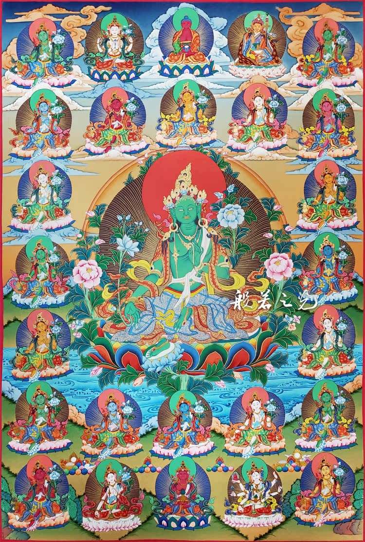 21度母绿度母唐卡佛像 西藏手绘唐卡装饰画 藏传佛教精品纯手工
