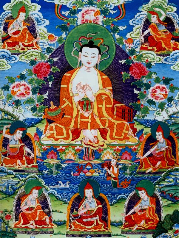 藏传佛教画像龙树菩萨佛像照片八宗之祖龙树菩萨像金属板画照片