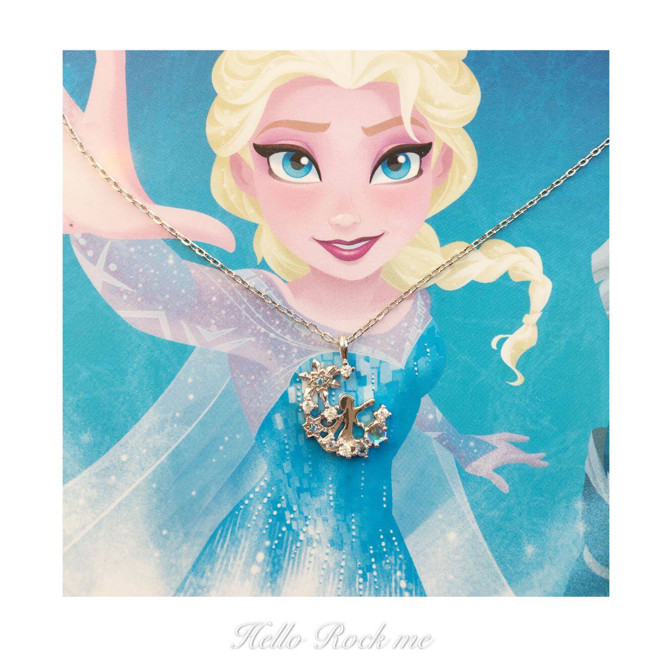迪士尼合作款冰雪奇缘艾莎公主锁骨链电影周边项链925银动漫耳环