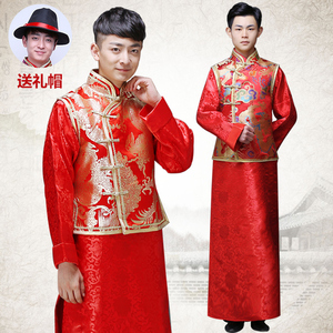 秀禾服男装中式礼服新郎结婚敬酒服龙凤褂马褂中山装秋冬唐装古装古装