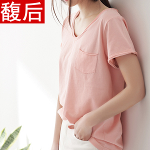 大码纯棉短袖T恤女装夏装体恤韩版学生宽松百搭半袖上衣打底衫女女装夏