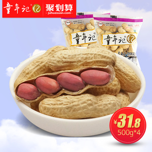 童年记长白山原味花生500g*4袋独立小包红皮花生休闲坚果零食炒货花生坚果
