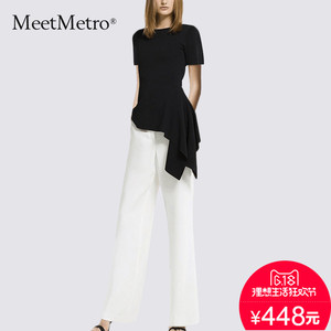 MeetMetro欧洲站2017夏季新款时尚气质两件套洋气时髦职业套装女女士职业装