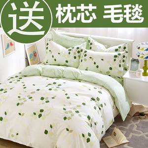 炫博洋家纺四件套全棉纯棉夏季1.5床单双人被套1.8m2.0m床上用品床单