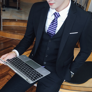 新郎结婚礼服伴郎团西服套装男三件套修身上班正装职业商务西装秋西装