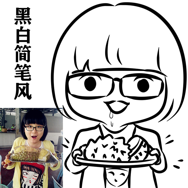 手绘头像q版卡通简笔画头像情侣手机壳图案设计漫画定制照片手绘