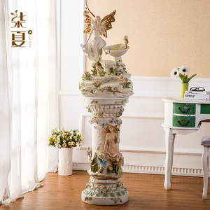 柒夏天使流水喷泉欧式摆件落地客厅家居装饰品水景创意树脂工艺品装饰品