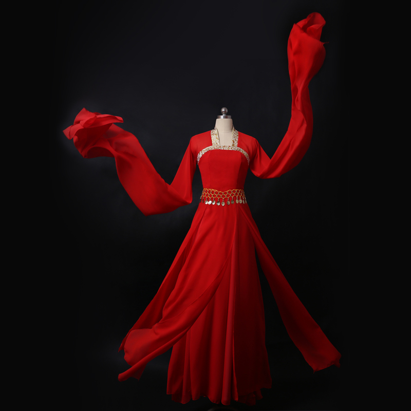 水袖舞蹈服古典舞演出服女古风飘逸现代中国风典狱司舞蹈服惊鸿舞