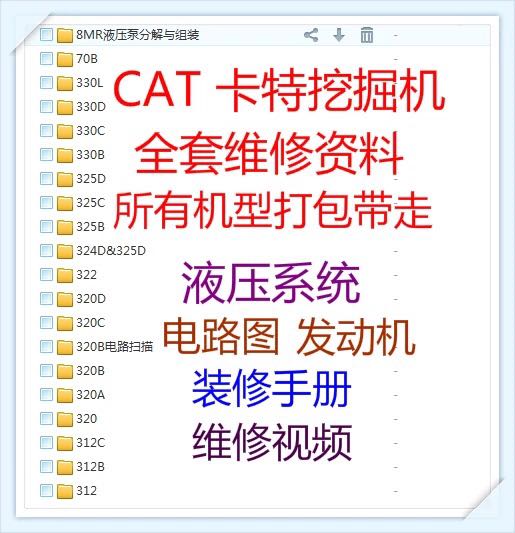 cat卡特挖掘机全套维修资料服务装修手册液压电路图电脑板发动机