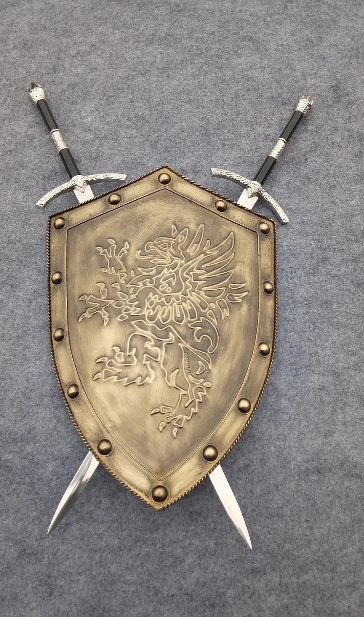 中世纪罗马盾牌欧洲剑盾摆设骑士盾罗马盔甲十字军剑盾装修饰品