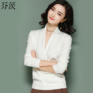 秋季新款交叉v领毛衣女装套头韩版薄款百搭宽松短款打底针织衫芬打底衫女