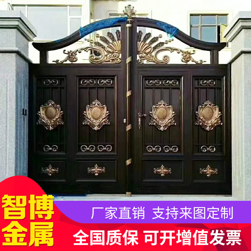 铝艺别墅大门农村防盗推拉门铸铝庭院门吕合金围墙铁艺对开门