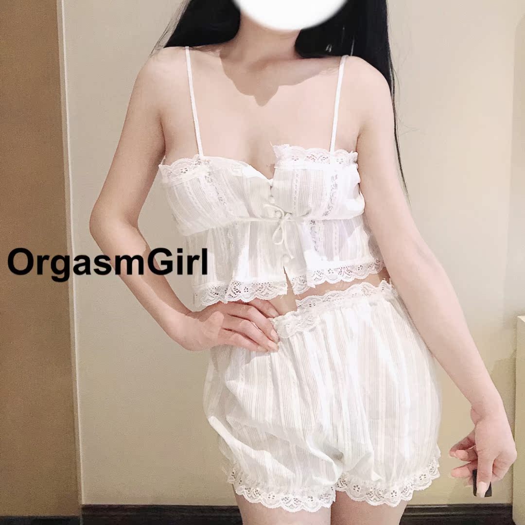 orgasmgirl 少女吊带裹抹胸睡衣睡裤蕾丝写真私房内衣性感家居服