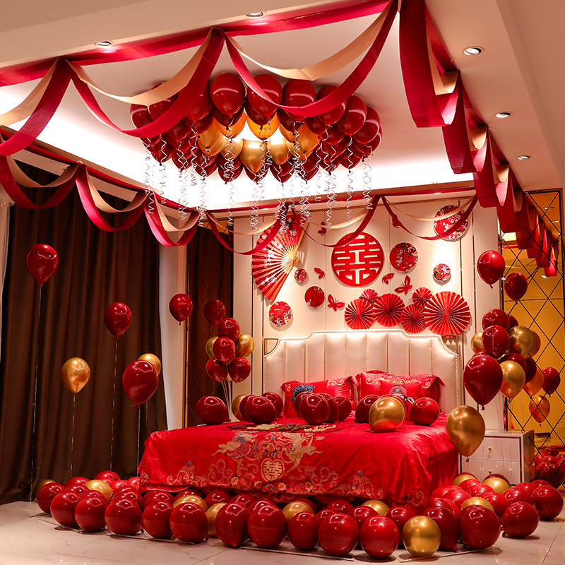 婚房布置套装结婚男方中式新房卧室装饰创意浪漫气球套餐女方婚礼