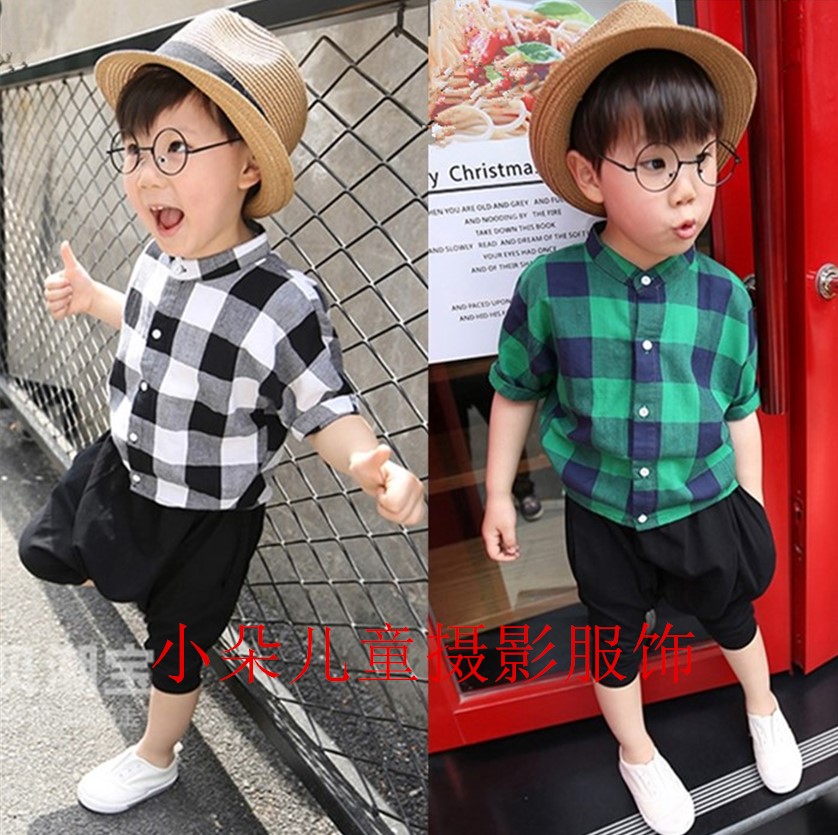 2020新款儿童摄影服装艺术写真小男孩拍照造型夏装摄影服饰1-2岁