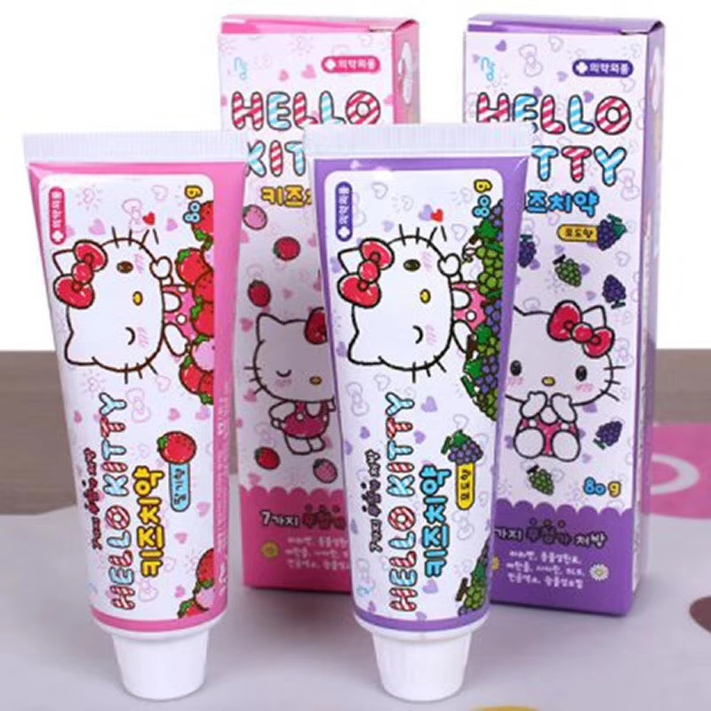 hello kitty可爱卡通韩国正品儿童牙膏果味牙膏低氟防蛀牙膏