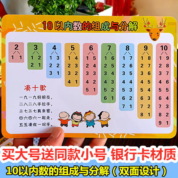 10以内数分解与组成卡片10以内数字分与合加减法凑十法组成分解表