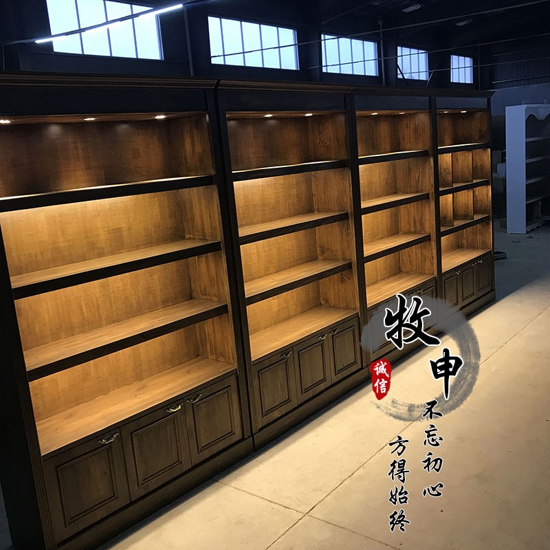 复古展示烤漆精品展柜陈列柜子产品怀旧木质货架鞋子包包展示货架