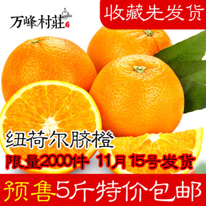 预售新鲜水果脐橙鲜橙子现摘不打蜡榨汁橙薄皮非赣南脐橙5斤包邮脐橙水果