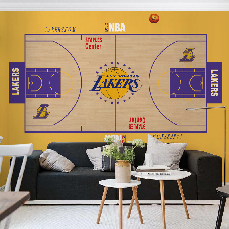 nba球场定制壁画宿舍火箭哈登客厅湖人科比詹姆斯勇士背景墙纸3d