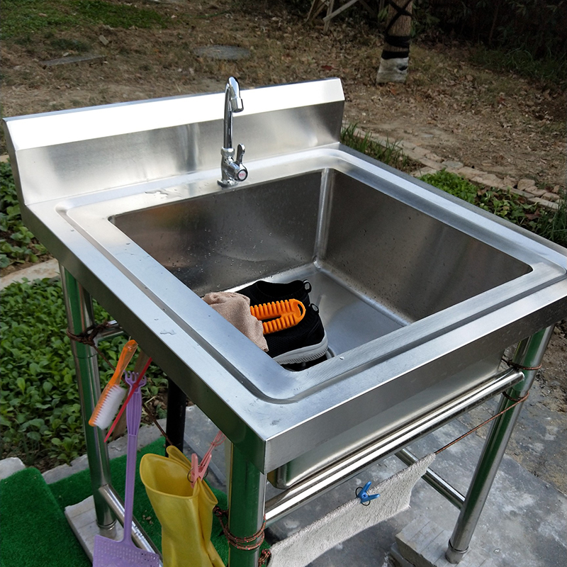 室外水池庭院家用洗菜盆单槽厨房大尺寸不锈钢商用水槽大号带洗衣