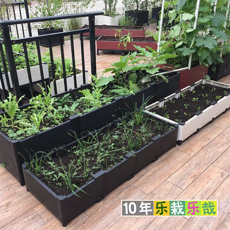 阳台种菜盆种菜箱黑30塑料种菜架子工具楼顶种菜种植箱特大长方形