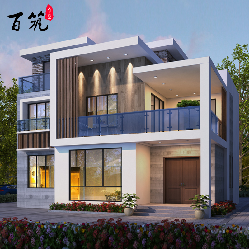 bz3199新农村别墅设计图纸三层楼现代风格新款网红乡村自建房