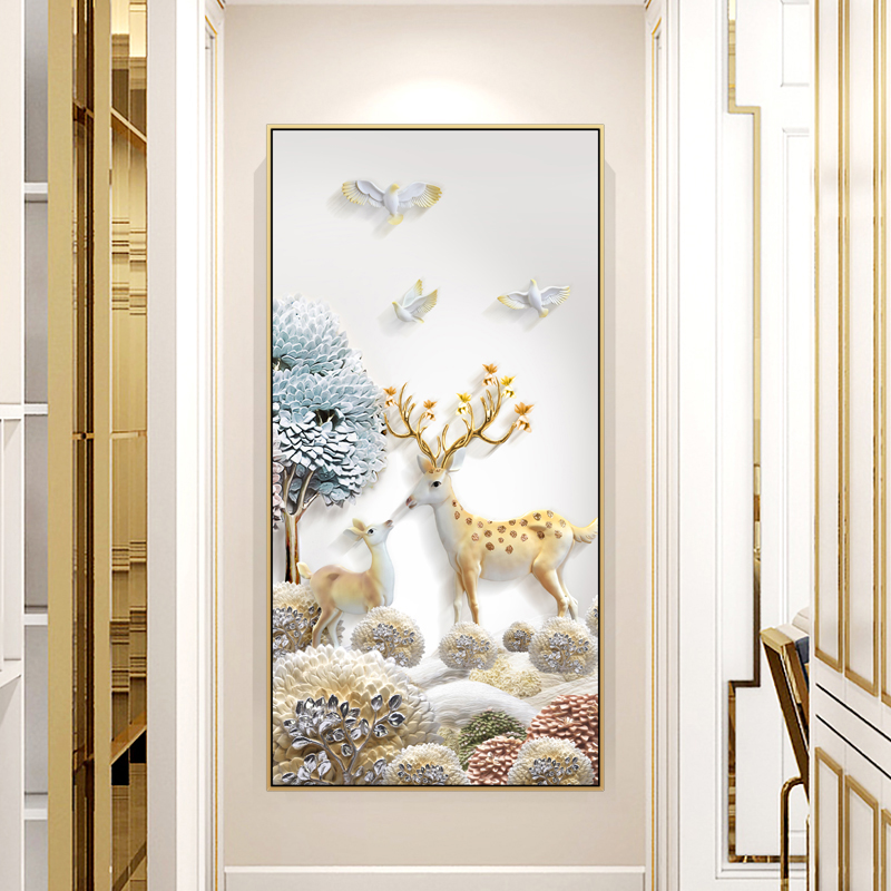 入户玄关装饰画客厅现代简约走廊过道招财风水墙壁画北欧麋鹿挂画