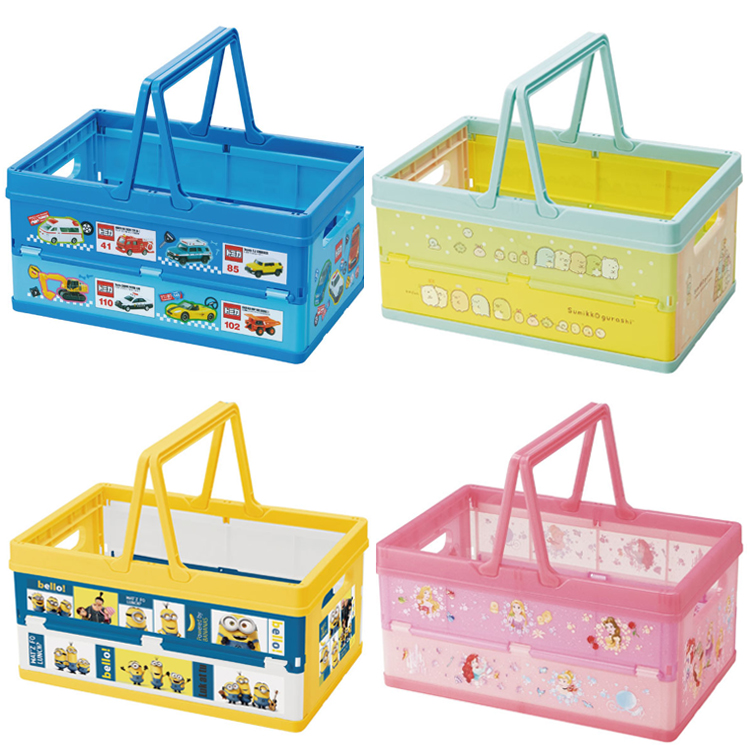 日本进口多功能卡通儿童折叠购物筐家用购物收纳篮手提玩具篮子