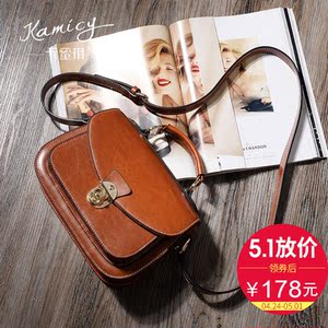 女包2017新款休闲斜挎包英伦复古包单肩包女士手提包牛皮小猪包包单肩女包