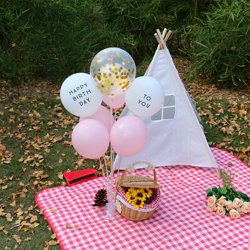 ins网红气球生日派对现场布置气球套装野餐郊游户外用品桌飘支架
