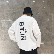 En7 fashion brand autumn letter printing loose long-sleeved T-shirt pure cotton fashion inner base shirt sweater men's trend