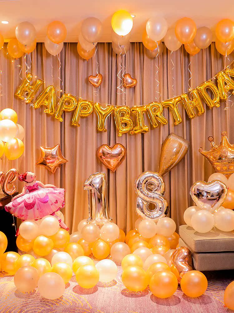 成人生日派对气球套餐男女朋友18岁周岁生日浪漫惊喜场景布置装饰