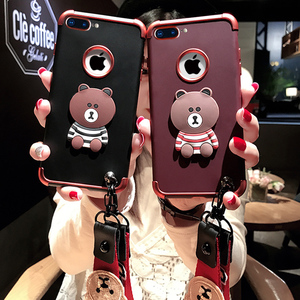 苹果6手机壳iPhone6plus韩国6s软硅胶挂绳7p全包防摔8潮牌女款新x手机壳