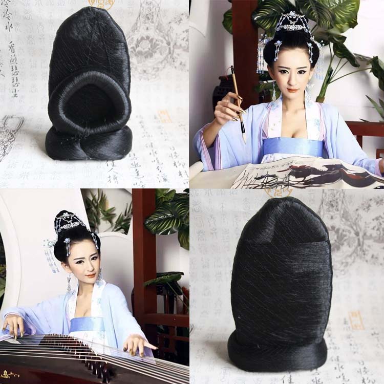 古装假发女古筝演出造型头饰汉服假发包徐婕妤同款发髻古韵袅袅