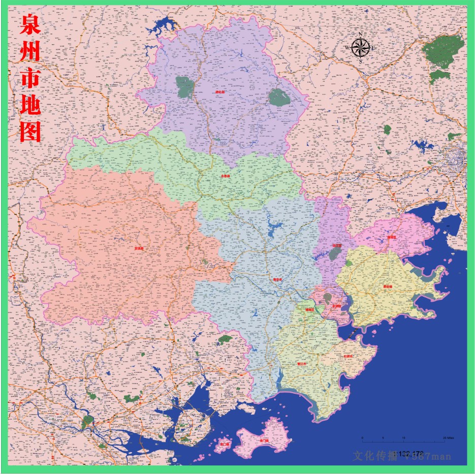 2020年福建泉州市百度版地图晋江永春安溪德化石狮南安惠安金门县