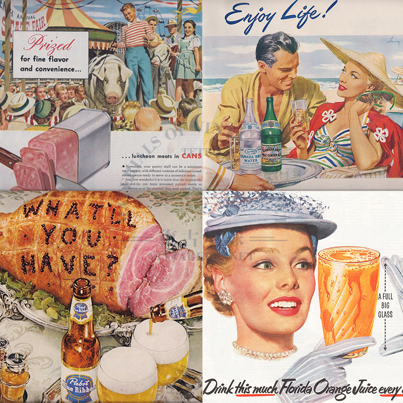 xq081欧美复古广告商业老海报酒水饮料美食平面设计素材图片资料