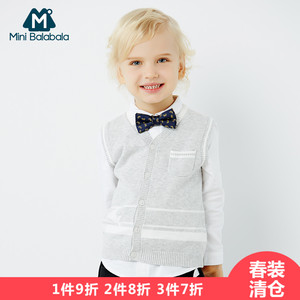 迷你巴拉巴拉2017新款男童宝宝纯棉马甲儿童毛衣背心童装马夹春装宝宝毛衣