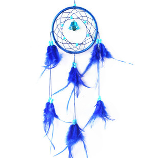 民族风 印第安羽毛挂件摆件 车载时尚挂件 蓝色风铃捕梦网