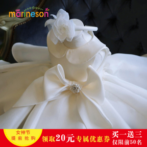 2017新款女童婚纱儿童礼服舞台演出服宝宝周岁花童蓬蓬公主裙春夏儿童礼服