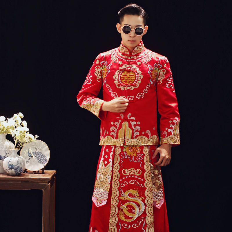 新郎装中式礼服唐装大码结婚中国风男秀禾服接亲服古代婚服结婚男