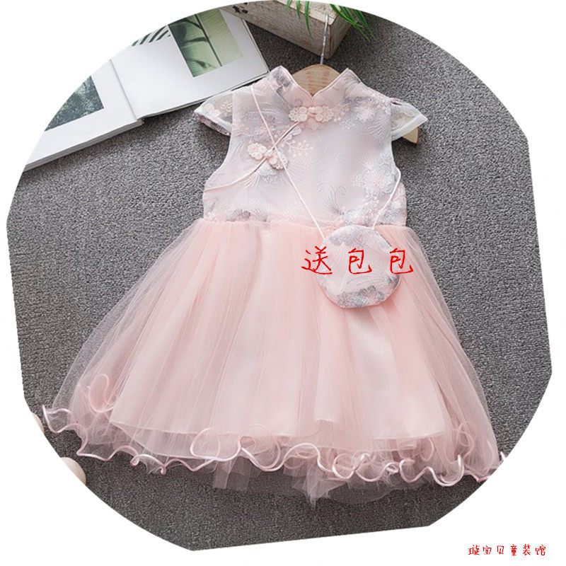 2女童旗袍夏季洋气1周岁女宝宝生日礼服公主裙子夏装3婴儿童衣服4