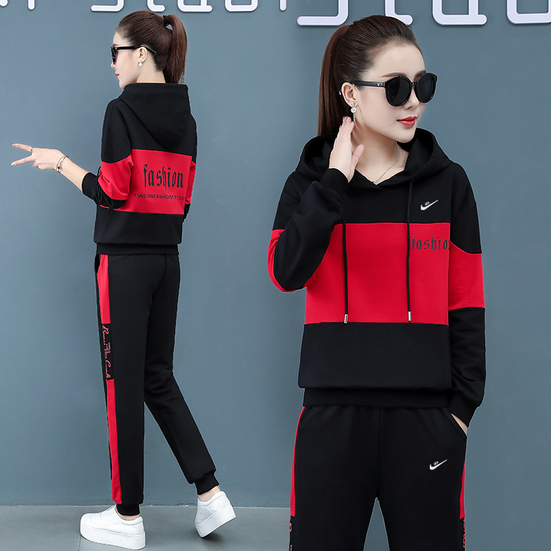 连帽卫衣运动套装女2020春秋季新款韩版宽松耐克阿迪休闲服两件套