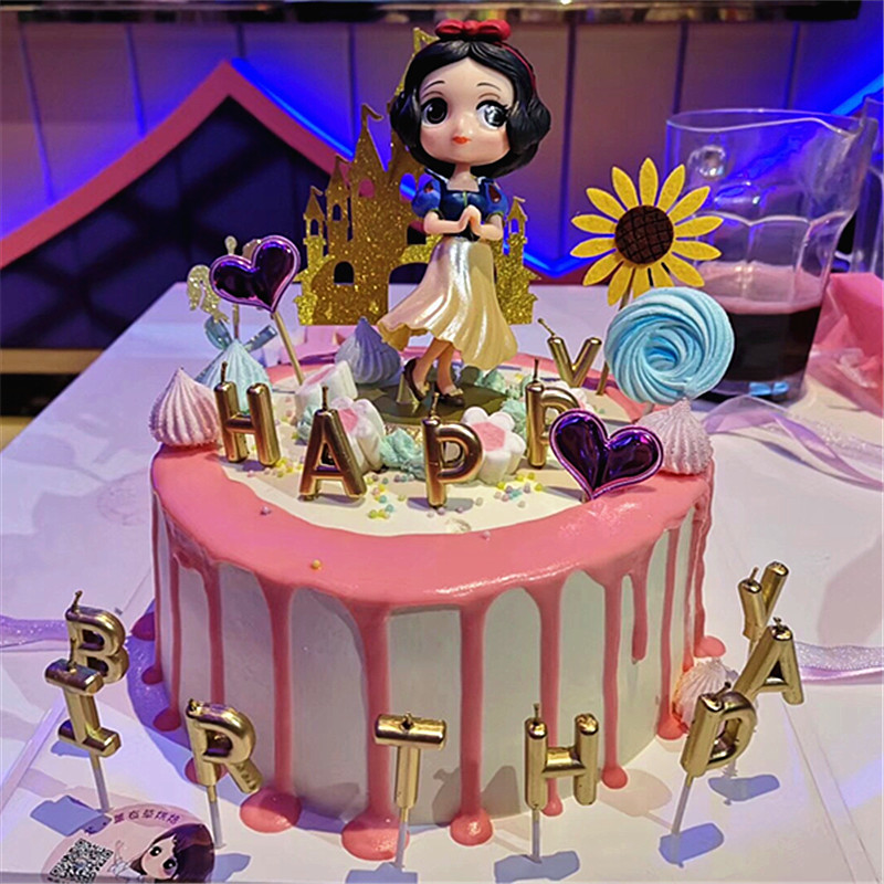 白雪公主带底座可爱公主少女儿童宝宝生日宴场景奶油翻糖蛋糕装饰
