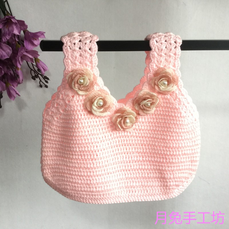 月兔手工坊 新款纯手工编织女童背心 婴幼儿定制百搭毛线马甲上衣