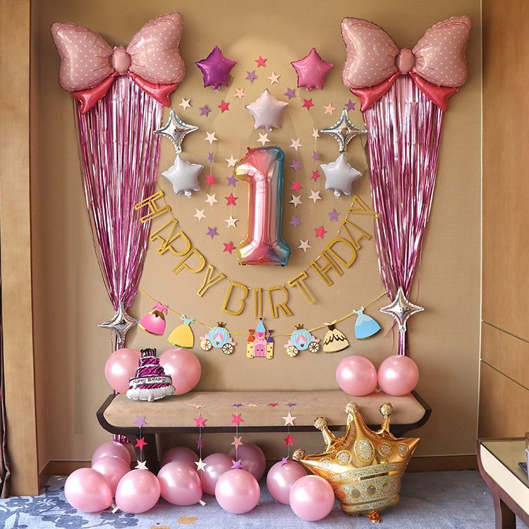 生日气球男女宝宝一周岁儿童生日派对装饰用品场景布置主题背景墙