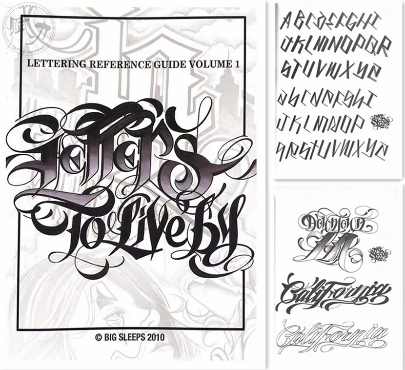 奇卡诺英文花体字纹身器材手稿教程书籍创意字母图案刺青素材画册