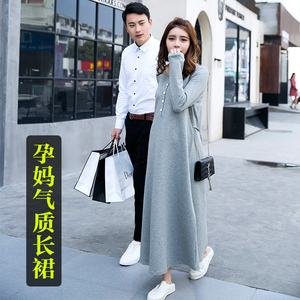 孕妇装春装连衣裙2017新款孕妇裙子时尚潮妈孕妇长裙哺乳衣外出服哺乳连衣裙